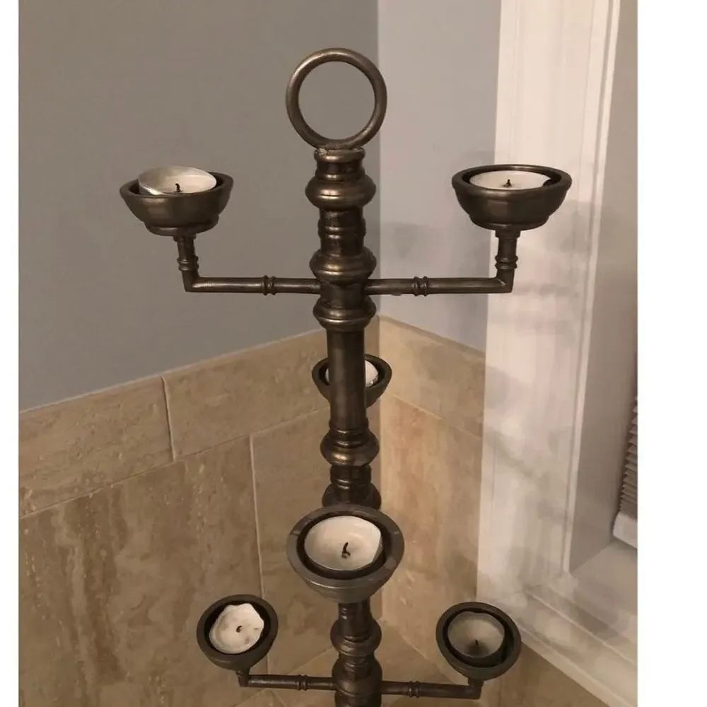 Vintage Style Pottery Barn Metal Candleholder Multi-Tier Candelabra Accent Decor
